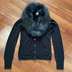 Faux Fur Black Cardigan